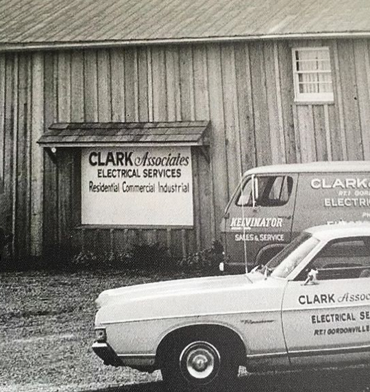 Archive photo of Clark Associates Electrical Services early office and vehicles